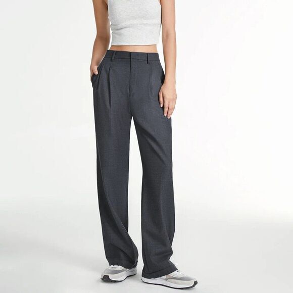 Commense Airstream Straight Leg Dress Pants Size XL Grey Cuffed High Waisted NWT - Picture 1 of 16